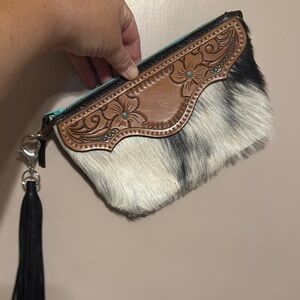 Custom Brown and Black Leather Clutch